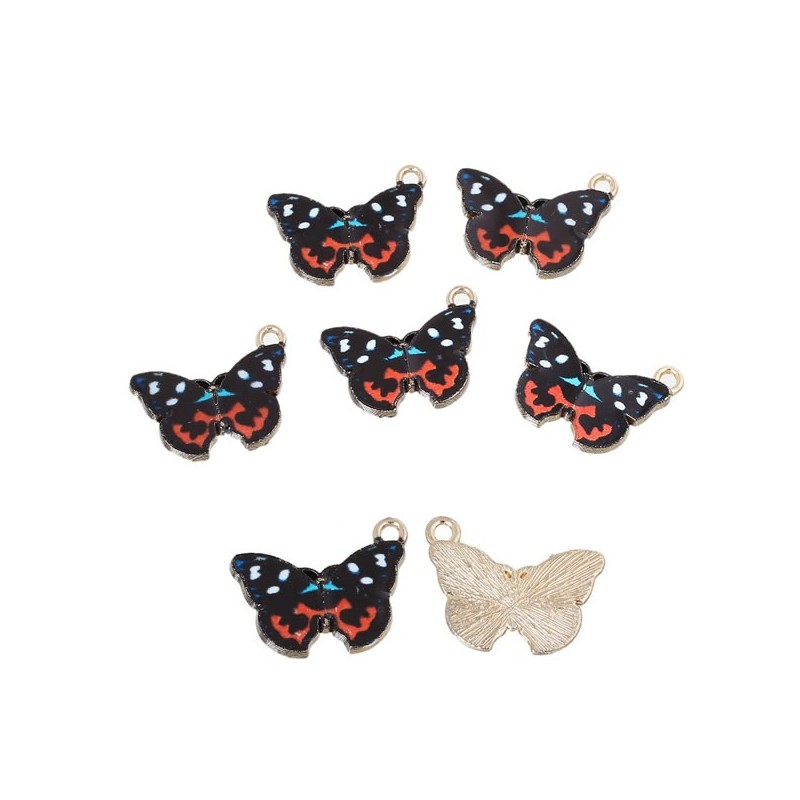 Breloque papillon multicolore émaillé et doré Breloque papillon multicolore émaillé et doré
